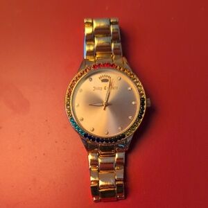 Juicy Couture Rose Gold Watch with Rainbow Accents